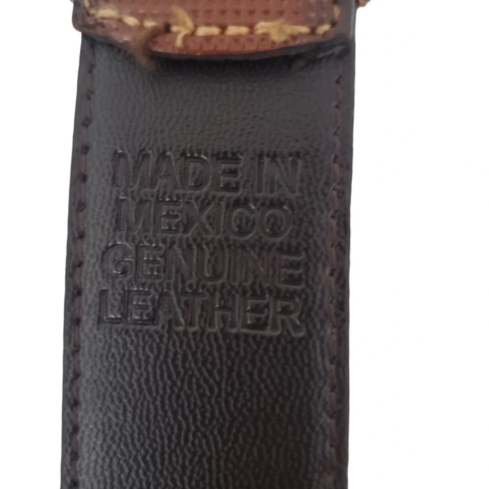 Florsheim Leather Belt Textured Brown Nickel Buckle Men's Size 40
